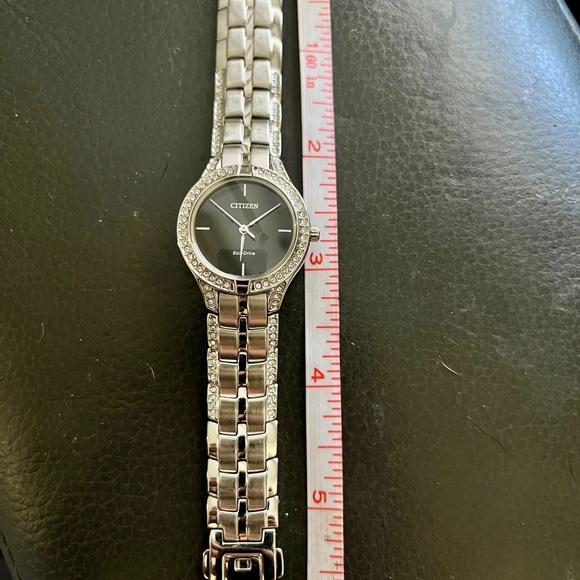 Citizen Women\'s Silver and Black Watch with Diamond Accents